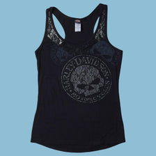 Vintage Harley Davidson Skull Lace Tank Top - M