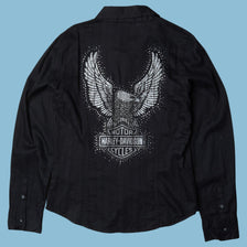 Vintage Harley Davidson Strass Logo Bluse - M