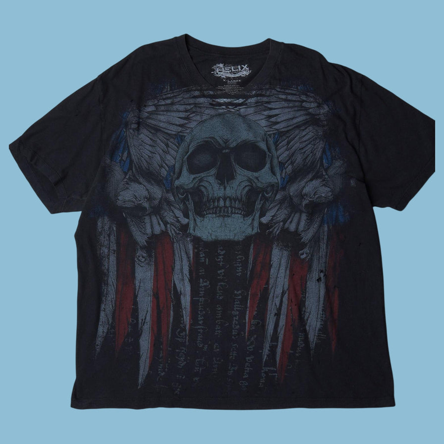 Vintage Helix Y2K Skull Wings T-Shirt - XL