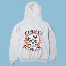 Vintage Hoodie Play It To The Bone Skull Print - S
