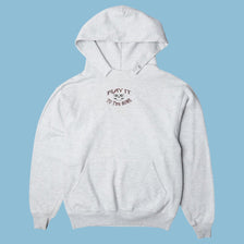 Vintage Hoodie Play It To The Bone Skull Print - S