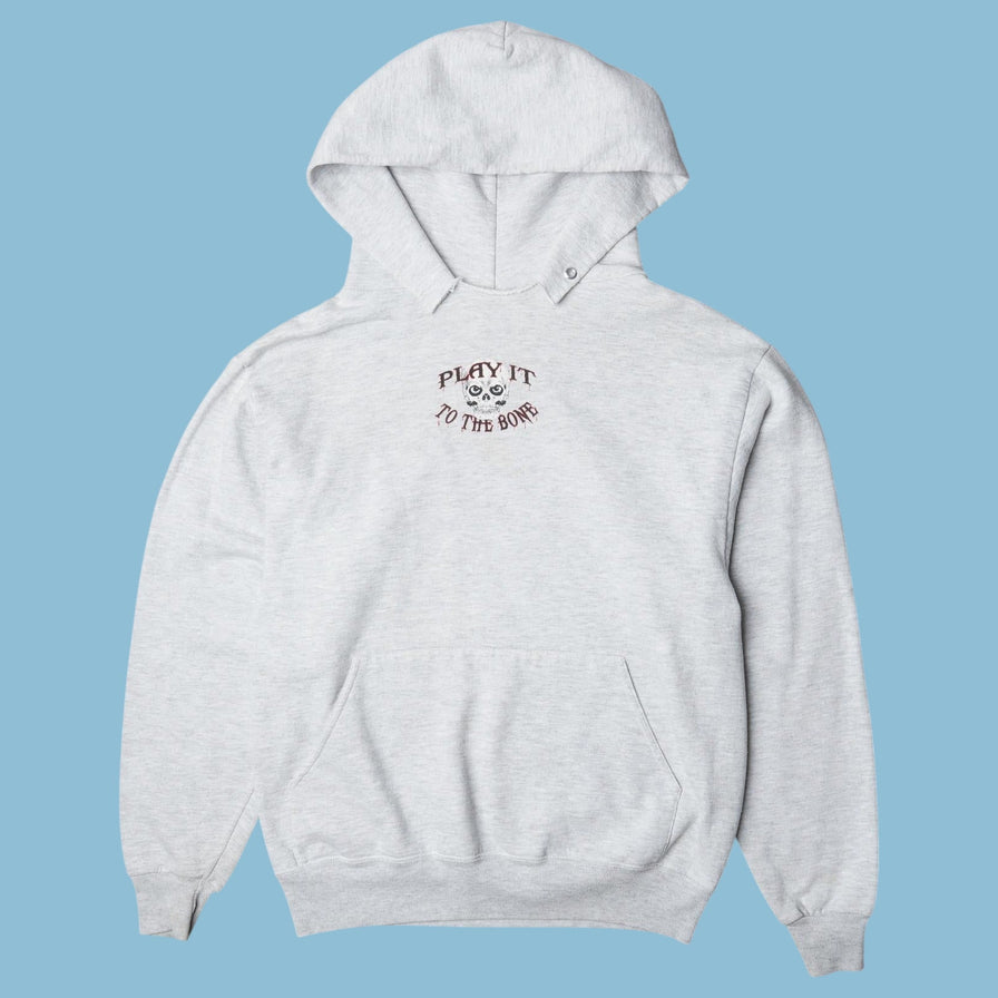 Vintage Hoodie Play It To The Bone Skull Print - S