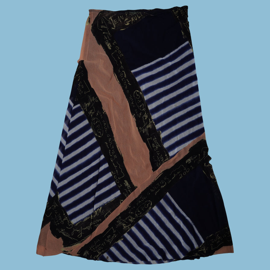 Vintage Jean Paul Gaultier SS 2001 Graffiti Striped Print Mesh Rock - L - NFF Vintage