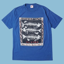 Vintage Jerzees 90s Spawned Out Alaska Fish Graphic T-Shirt - M