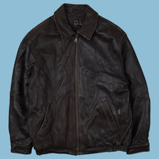 Vintage Jos A Bank Bomber Leather Jacket - L