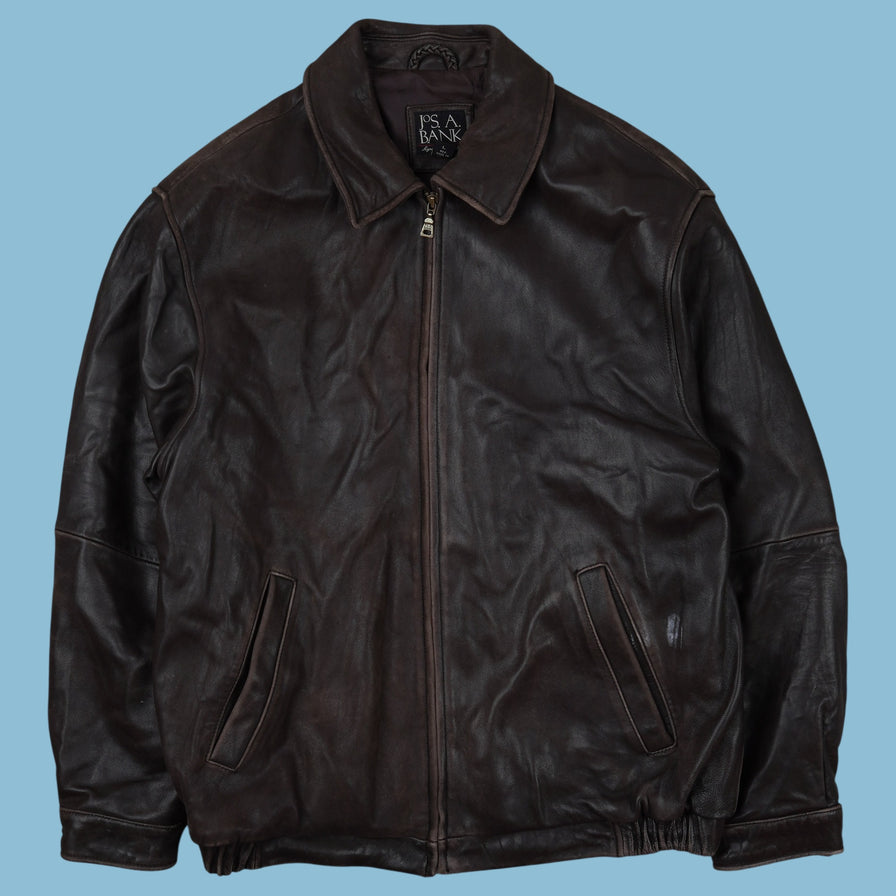 Vintage Jos A Bank Bomber Lederjacke - L