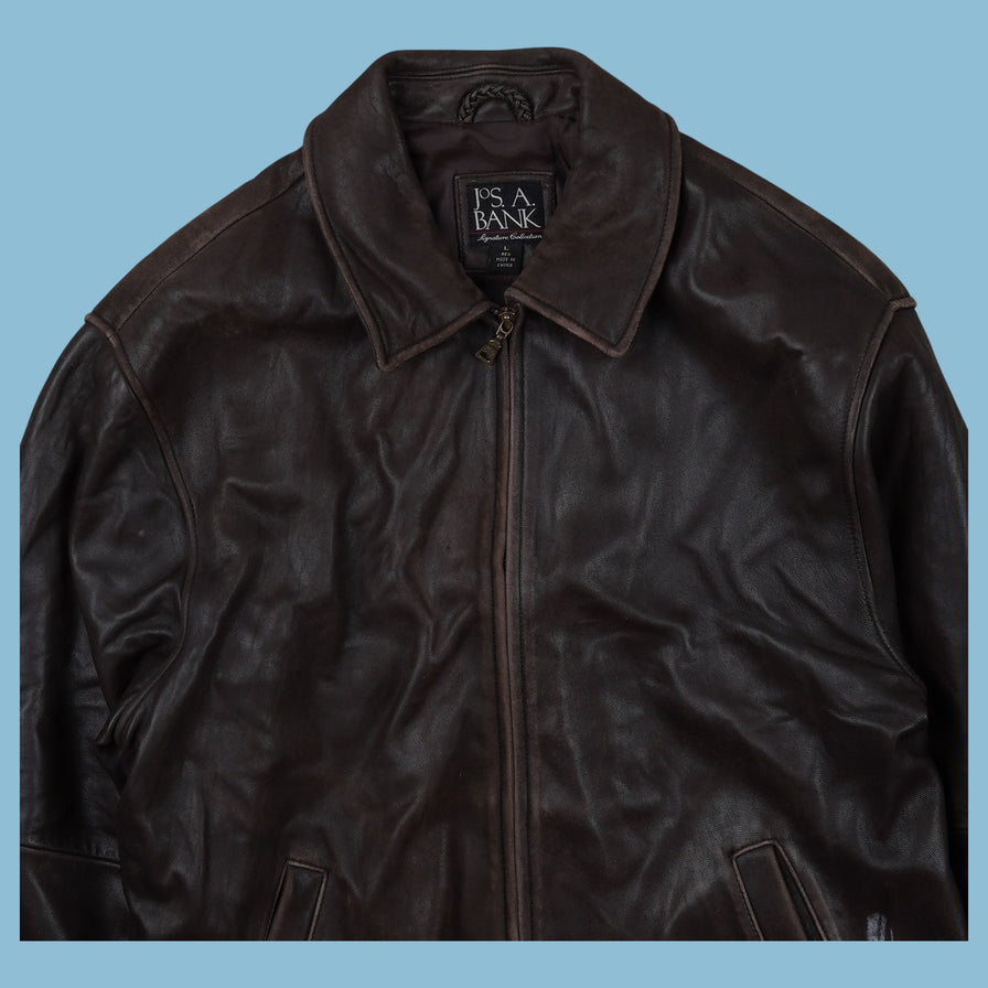 Vintage Jos A Bank Bomber Lederjacke - L