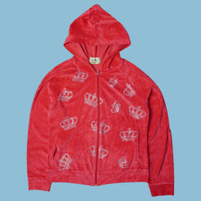 Vintage Juicy Couture 2000s Rhinestone Crown Hoodie - L
