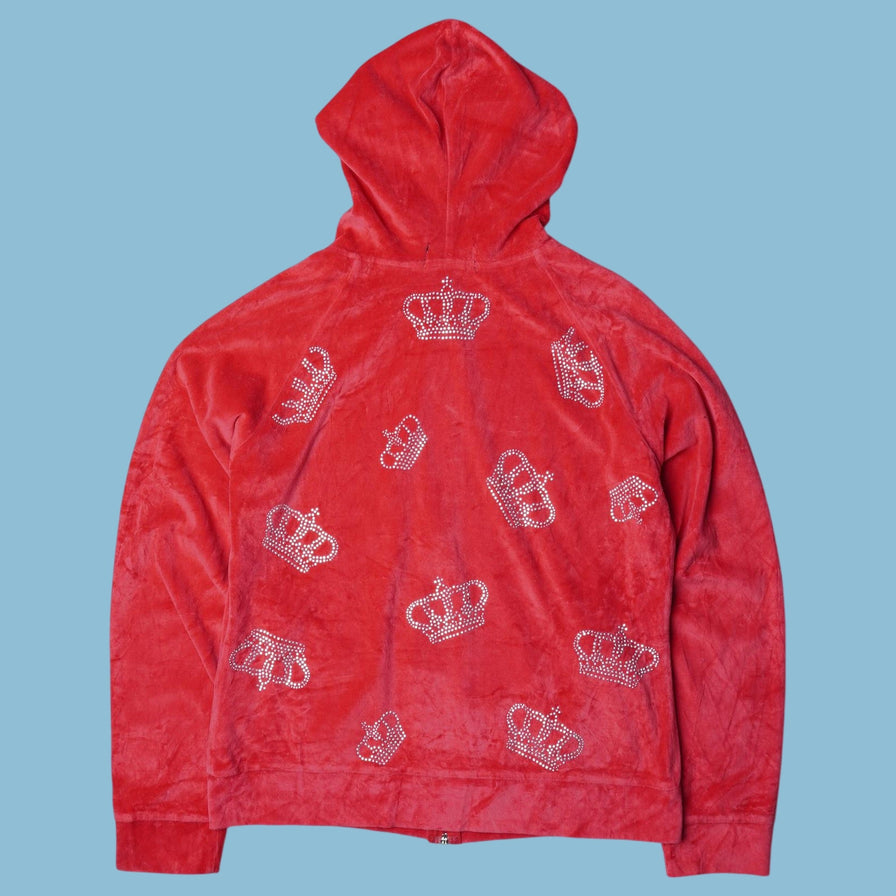Vintage Juicy Couture 2000s Rhinestone Crown Hoodie - L