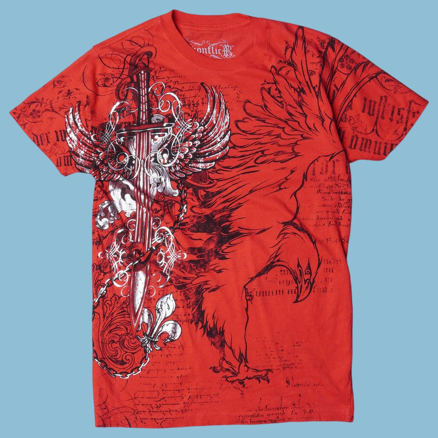Vintage Konflict 2000s Eagle Sword Graphic T-Shirt - S