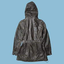 Vintage Lederjacke mit Kapuze - M