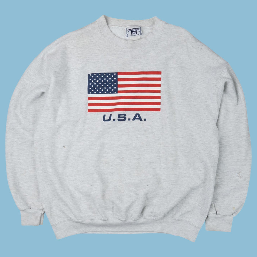 Vintage Lee 90s USA Flag Sweater - XL