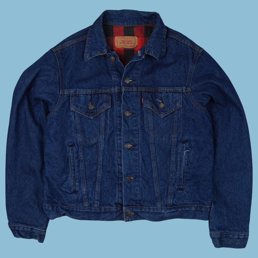 Vintage 80s Levi's Karo-Stoff Jeansjacke - L