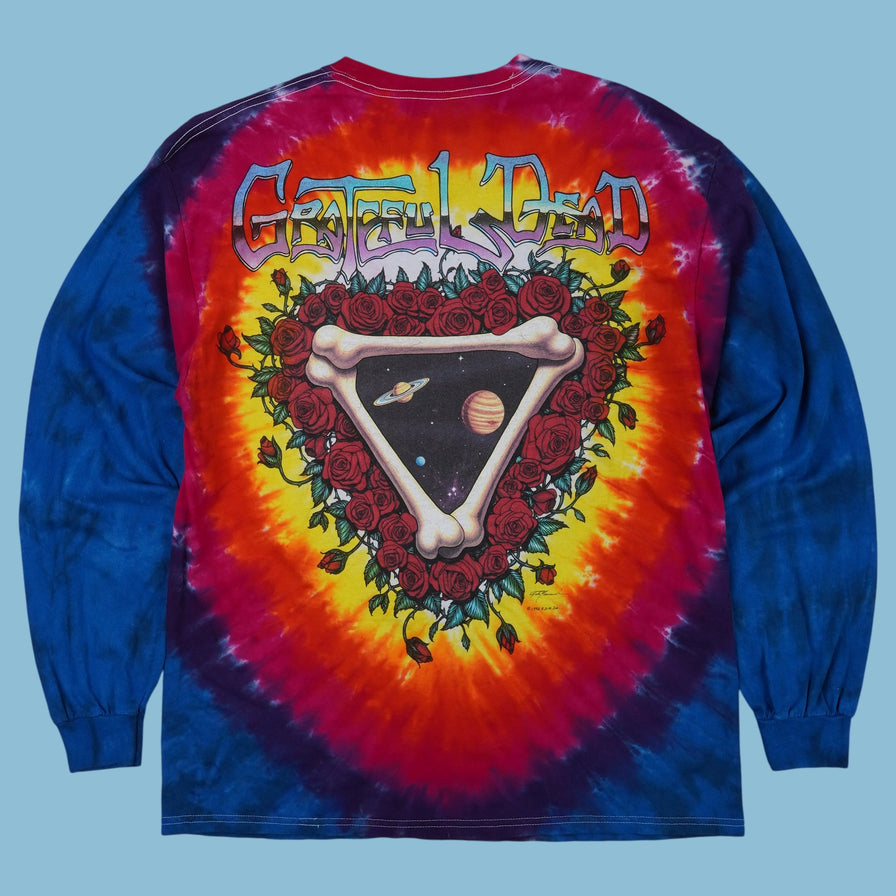 T-shirt à manches longues Vintage Y2K Liquid Grateful Dead bleu batik - L