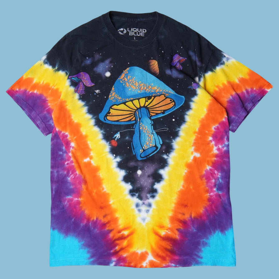 Vintage Liquid Blue Space Mushroom Tie-Dye T-Shirt - L