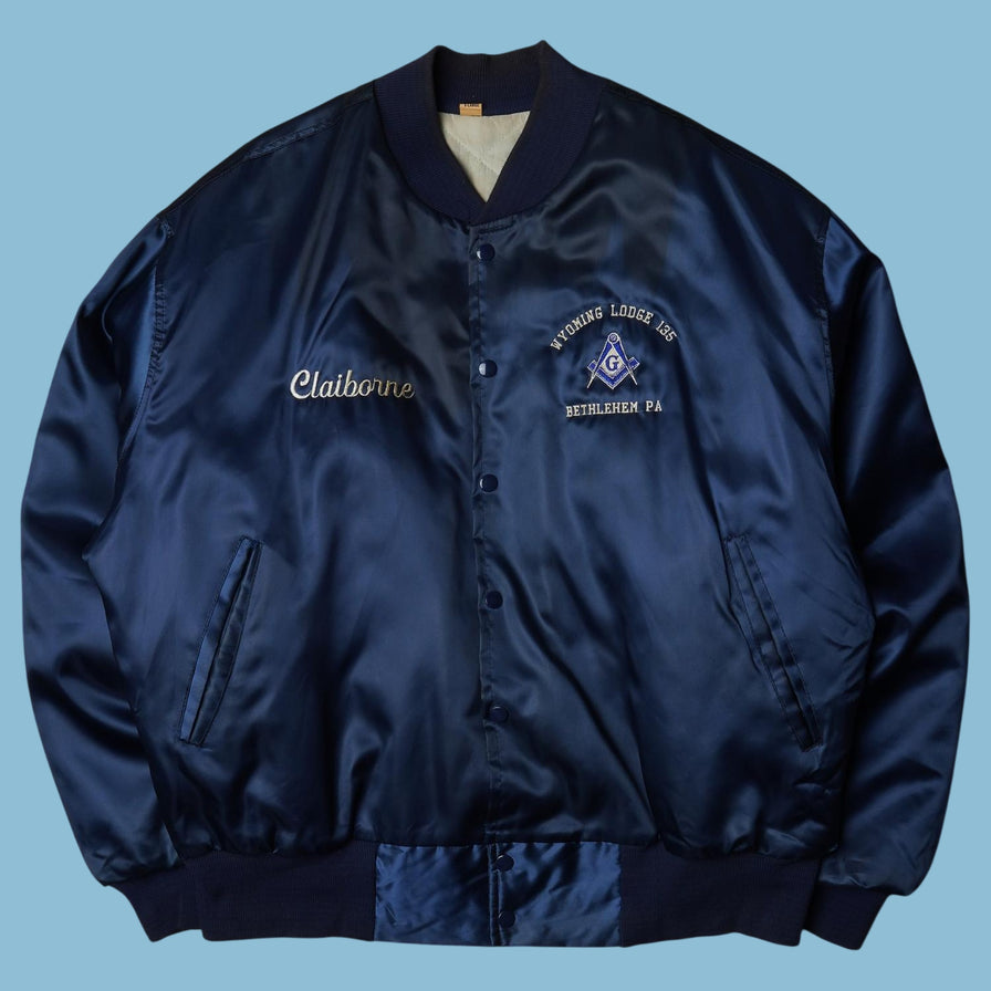 Blouson de satin vintage loge maçonnique - XL