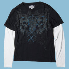 T-shirt manches longues graphique tête de mort Vintage MMA Elite années 2000 - M
