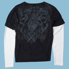 T-shirt manches longues graphique tête de mort Vintage MMA Elite années 2000 - M