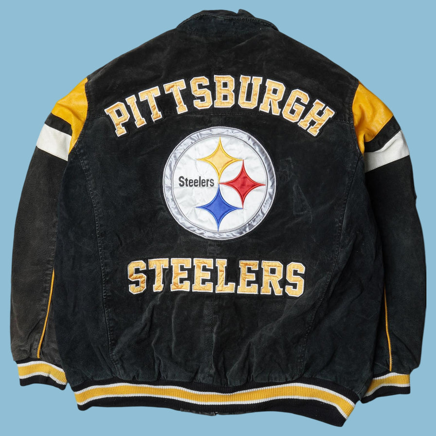 Veste en cuir Vintage NFL des années 90 Pittsburgh Steelers - 2XL