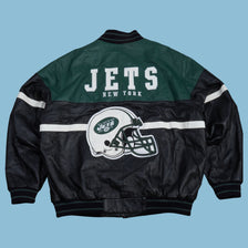 Vintage NFL New York Jets Leder College Jacke - XL - NFF Vintage