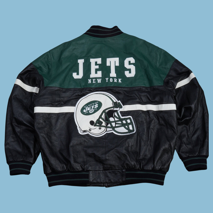 Vintage NFL New York Jets Leder College Jacke - XL - NFF Vintage