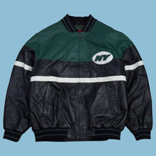 Vintage NFL New York Jets Leder College Jacke - XL - NFF Vintage
