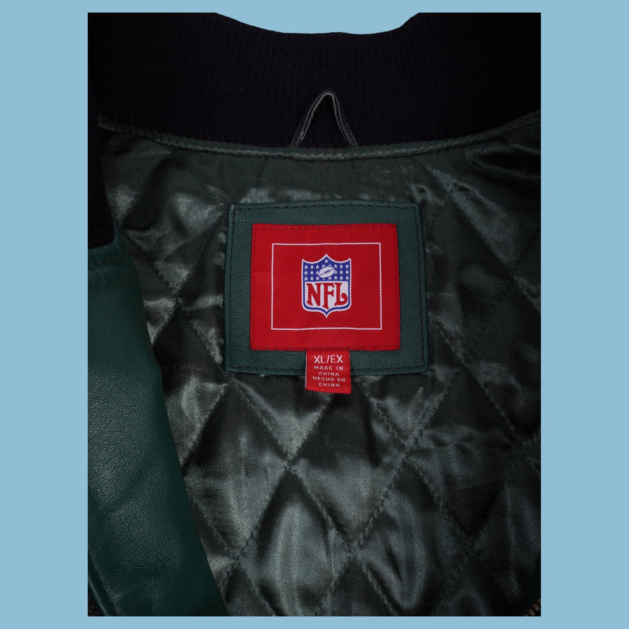 Vintage NFL New York Jets Leder College Jacke - XL - NFF Vintage