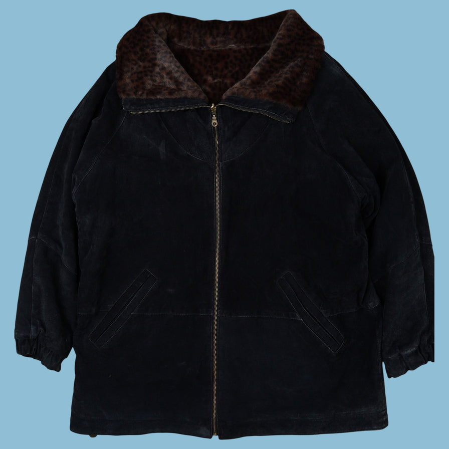 Vintage OTA Outertown Leoparden Wildleder Jacke - XL
