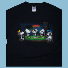 Vintage 90s Peanuts Snoopy Poker T-Shirt - L - NFF Vintage