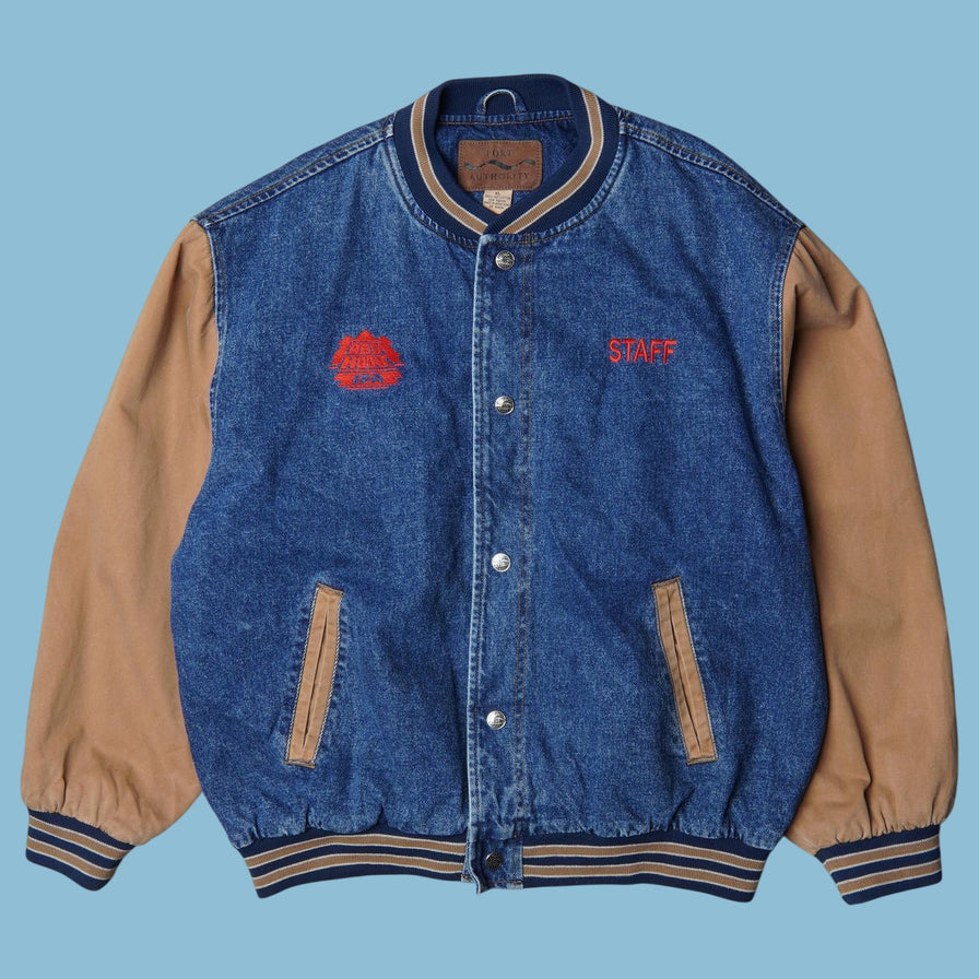 Vintage Planet Hollywood 90s Staff Denim Varsity Jacke - XL