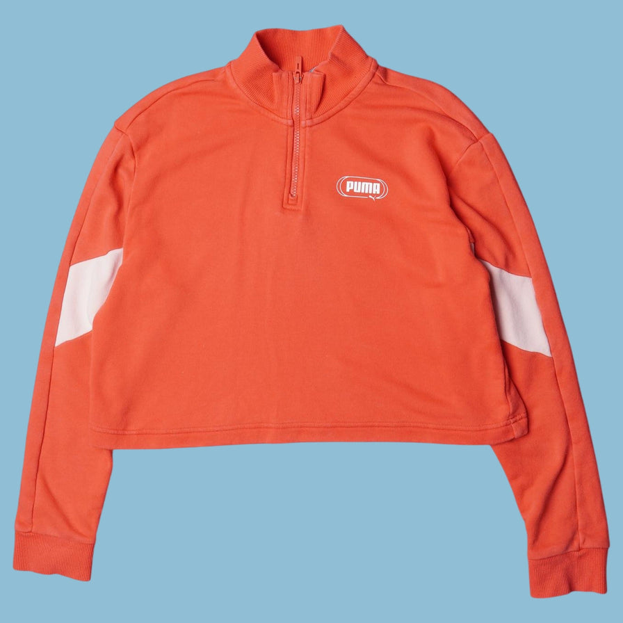 Vintage Puma Cropped Quarter-Zip Sweater - M