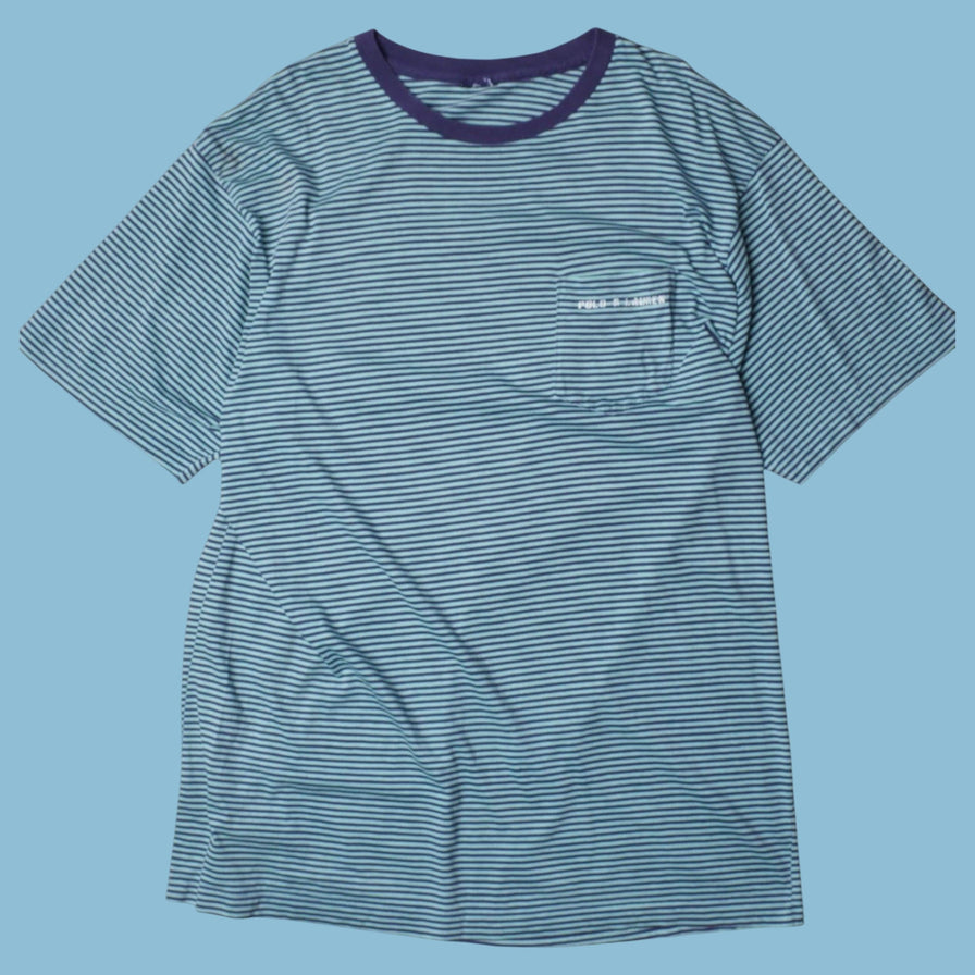Vintage Ralph Lauren 90s Striped Pocket T-Shirt - XL