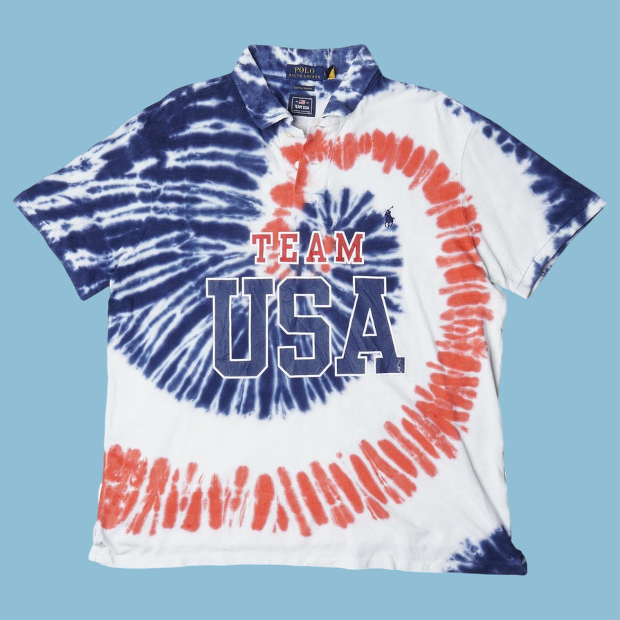 Vintage Ralph Lauren Team USA Tie-Dye Polo - L