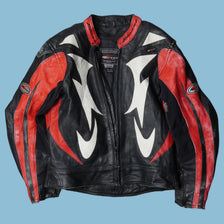 Blouson en cuir de moto Rossi vintage années 2000 - L