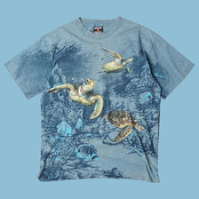 Vintage Signal Sport Y2K Sea Turtle All Over Print T-Shirt - L