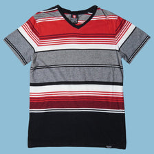 Vintage Southpole Y2K Striped V-Neck T-Shirt - M