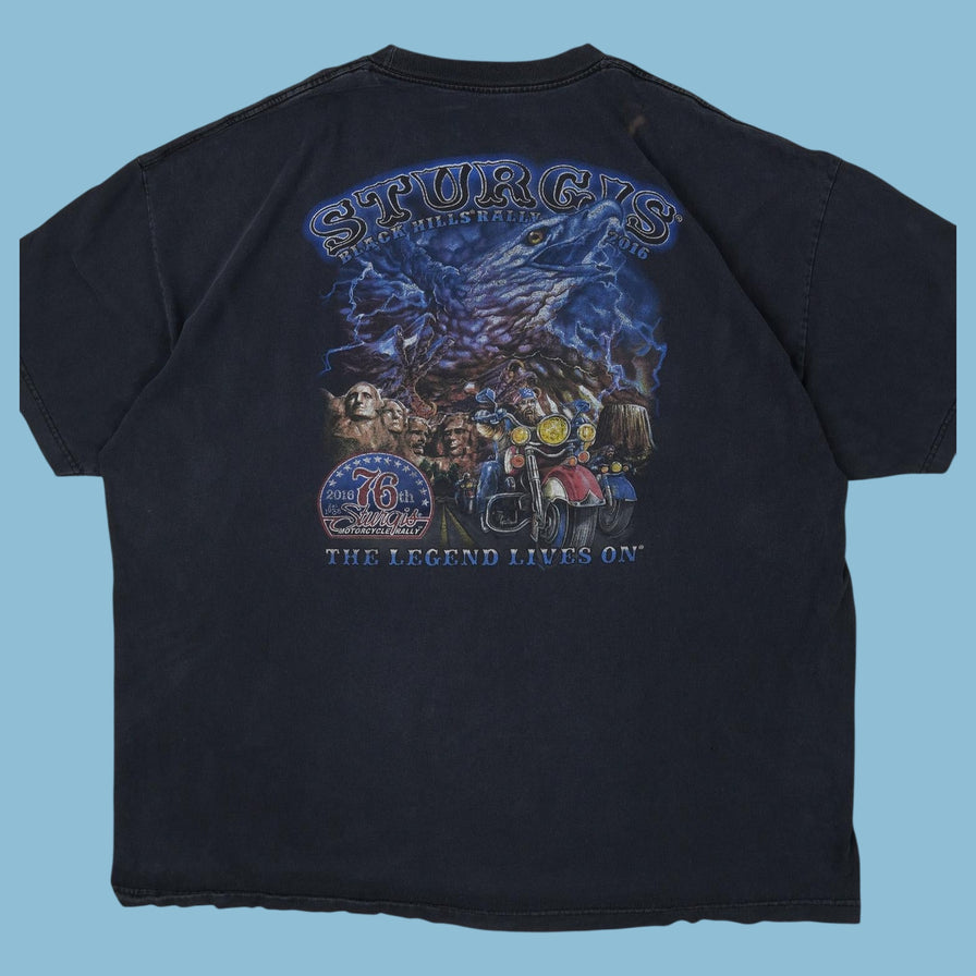 Vintage Sturgis 2016 Black Hills Rally Motorcycle T-Shirt - XL
