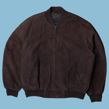 Vintage Suede Leather Bomber Jacke - L