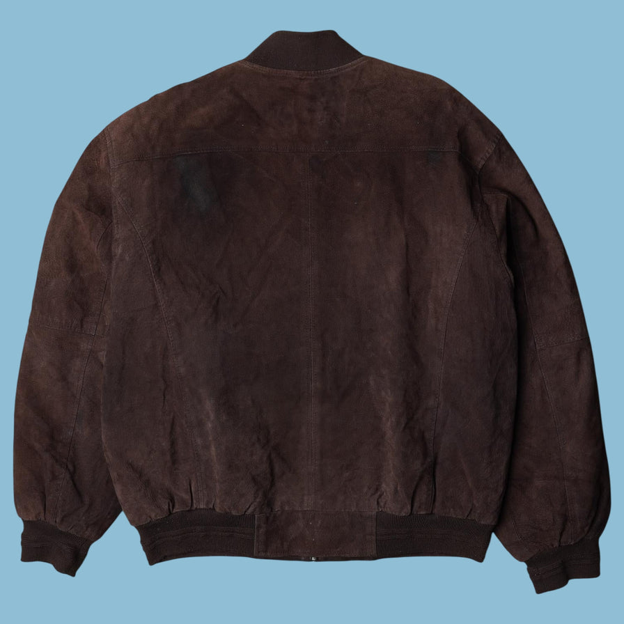 Vintage Suede Leather Bomber Jacke - L
