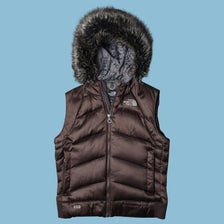 Vintage The North Face 550 Daunenweste mit Fellkapuze - M