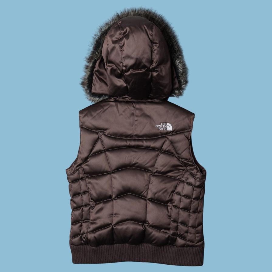 Vintage The North Face 550 Daunenweste mit Fellkapuze - M