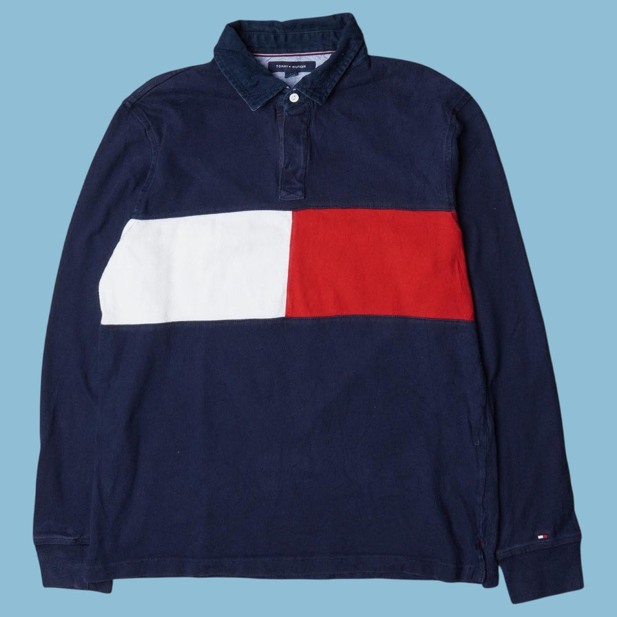 Vintage Tommy Hilfiger 90s Big Flag Rugby Longsleeve - M