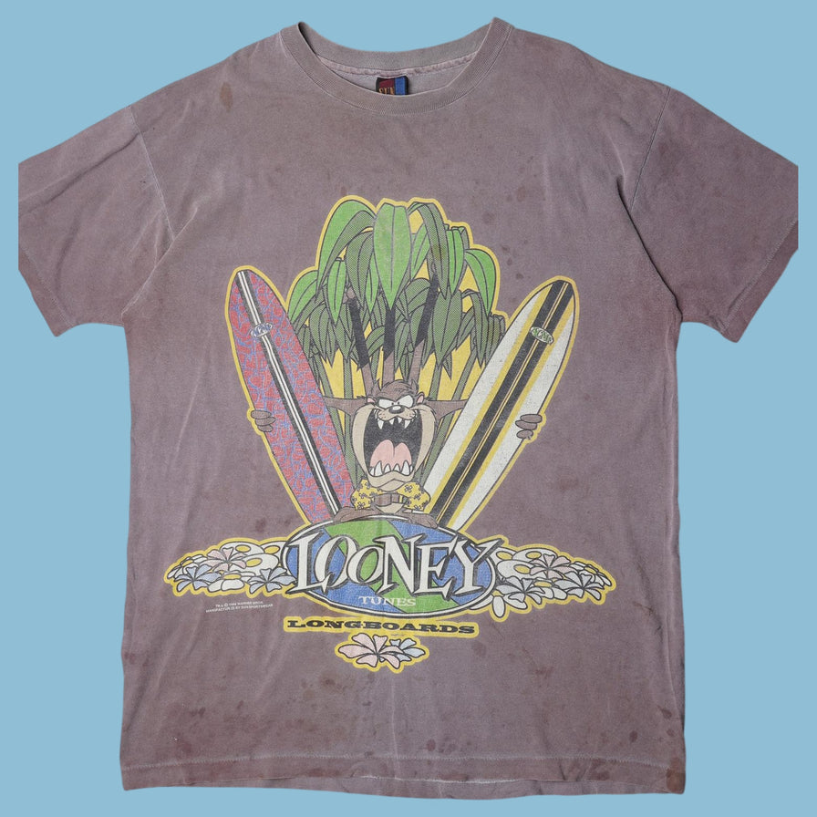 Vintage Warner Bros 90s Looney Tunes Longboards Taz T-Shirt - L