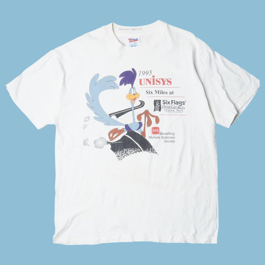 Vintage Warner Bros 90s Unisys Six Flags Road Runner T-Shirt - L
