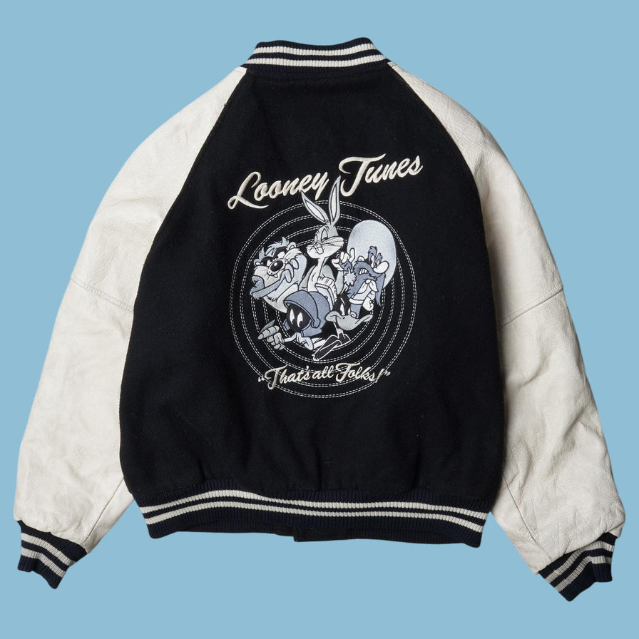 Vintage Warner Bros 90s Looney Tunes Varsity Jacke - Mu