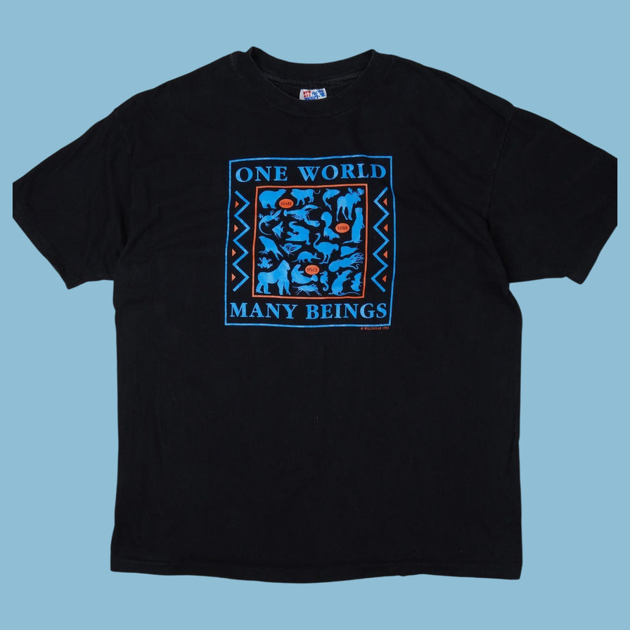 Vintage Wildwear 90s One World Many Beings T-Shirt - XL