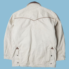 Vintage Workwear Canvas Jacke mit Lederdetails - L