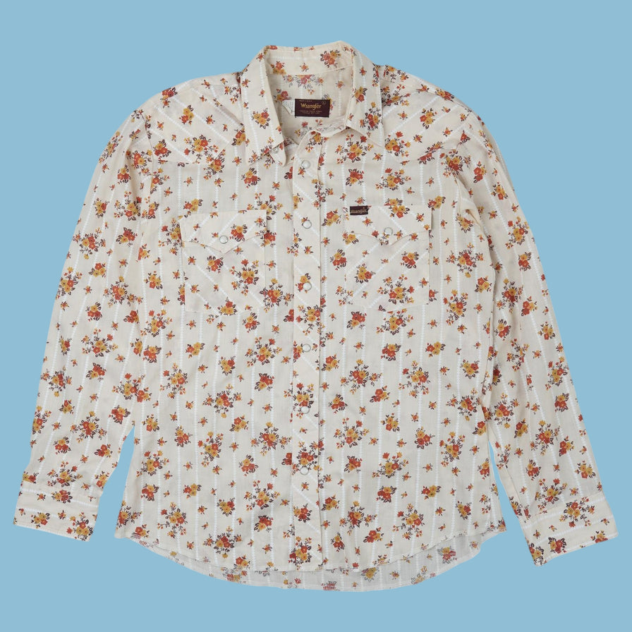 Chemise Western Vintage Wrangler Années 70 à Fleurs - L
