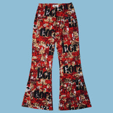 Vintage Y2K Abstract Print Flare Hose - M