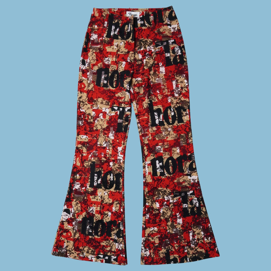Vintage Y2K Abstract Print Flare Hose - M